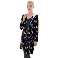 Multicolored Hands Silhouette Motif Design Hooded Pocket Cardigan by dflcprintsclothing