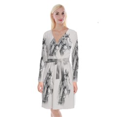 Custom Horse Long Sleeve Velvet Front Wrap Dress by HermanTelo