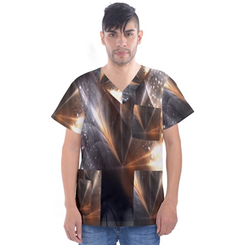 Digital Geometry Men s V-neck Scrub Top by Sparkle