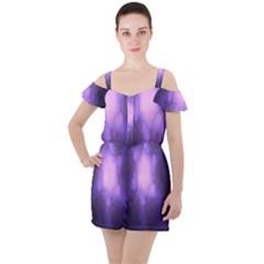 Violet Spark Ruffle Cut Out Chiffon Playsuit by Sparkle