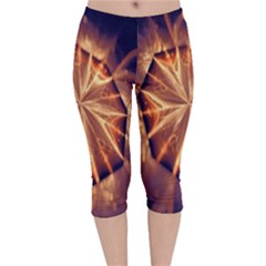 Sun Fractal Velvet Capri Leggings  by Sparkle