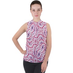 Modern Ornate Pattern Design Mock Neck Chiffon Sleeveless Top by dflcprintsclothing