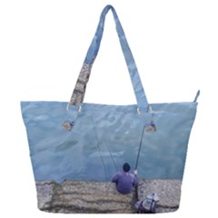 Senior Man Fishing At River, Montevideo, Uruguay001 Full Print Shoulder Bag by dflcprintsclothing