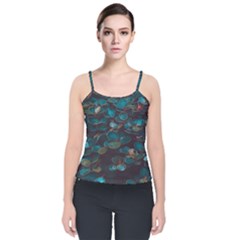 Realeafs Pattern Velvet Spaghetti Strap Top by Sparkle
