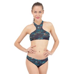 Realeafs Pattern High Neck Bikini Set by Sparkle