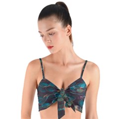 Realeafs Pattern Woven Tie Front Bralet by Sparkle