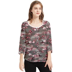 Realflowers Chiffon Quarter Sleeve Blouse by Sparkle
