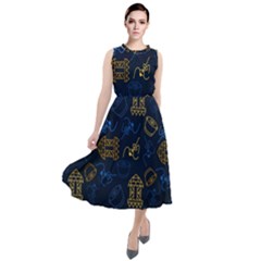 Tribal Festive Folk Pattern Round Neck Boho Dress by tmsartbazaar
