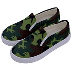 Forest Camo Pattern, Army Themed Design, Soldier Kids  Canvas Slip Ons by Casemiro