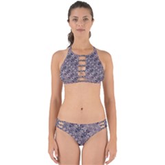 Violet Textured Mosaic Ornate Print Perfectly Cut Out Bikini Set by dflcprintsclothing