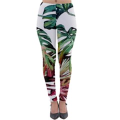 Watercolor Monstera Leaves Lightweight Velour Leggings by goljakoff