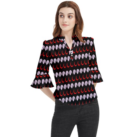 Halloween Loose Horn Sleeve Chiffon Blouse by Sparkle
