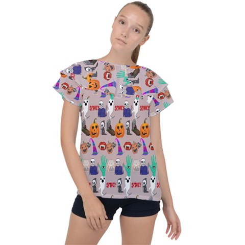 Halloween Ruffle Collar Chiffon Blouse by Sparkle
