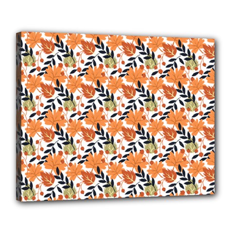Black Orange Autumn Leaves Pattern Canvas 20  X 16  (stretched) by designsbymallika