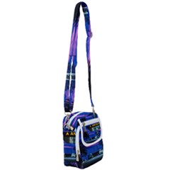 Night Scene Gas Station Building, Montevideo, Uruguay Shoulder Strap Belt Bag by dflcprintsclothing