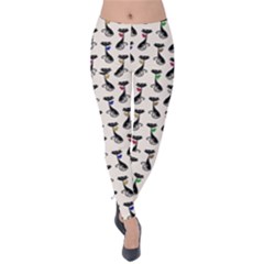 Lady Cat Pattern, Cute Cats Theme, Feline Design Velvet Leggings by Casemiro