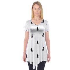 Riding Bike Motif Print Pattern Short Sleeve Tunic  by dflcprintsclothing