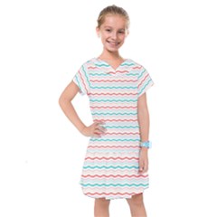 Aqua Coral Waves Kids  Drop Waist Dress by CuteKingdom