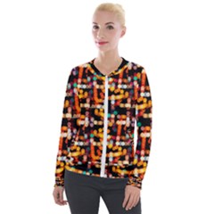 Multicolored Bubbles Print Pattern Velvet Zip Up Jacket by dflcprintsclothing