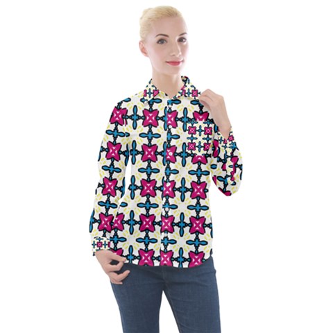 Geometric Women s Long Sleeve Pocket Shirt by SychEva