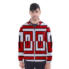 Square Maze Red Men s Windbreaker by tmsartbazaar