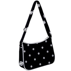 Black And White Baseball Motif Pattern Zip Up Shoulder Bag by dflcprintsclothing