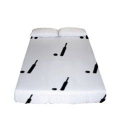 Black And White Cricket Sport Motif Print Pattern Fitted Sheet (full/ Double Size) by dflcprintsclothing
