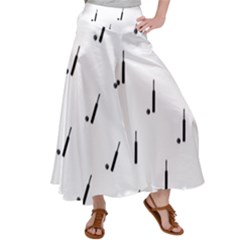 Black And White Cricket Sport Motif Print Pattern Satin Palazzo Pants by dflcprintsclothing
