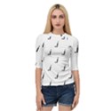 Black And White Cricket Sport Motif Print Pattern Quarter Sleeve Raglan Tee View1