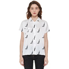 Black And White Cricket Sport Motif Print Pattern Short Sleeve Pocket Shirt by dflcprintsclothing