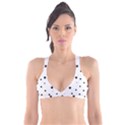Black And White Baseball Print Pattern Plunge Bikini Top View1