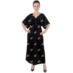 Formula One Black And White Graphic Pattern V-neck Boho Style Maxi Dress by dflcprintsclothing
