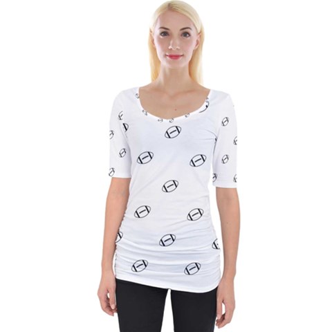American Football Ball Motif Print Pattern Wide Neckline Tee by dflcprintsclothing