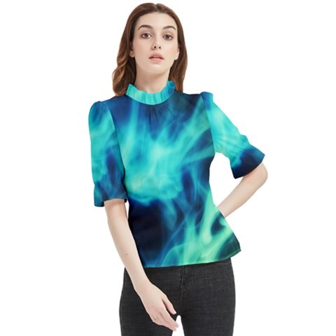 Glow Bomb  Frill Neck Blouse by MRNStudios