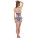 Gold And Blue Fancy Ornate Pattern Cross Front Halter Bikini Set View2