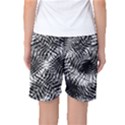 Tropical leafs pattern, black and white jungle theme Women s Basketball Shorts View2