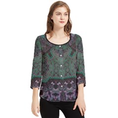 Mandala Corset Chiffon Quarter Sleeve Blouse by MRNStudios