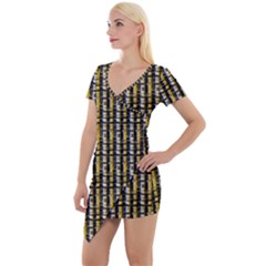 Digital Illusion Short Sleeve Asymmetric Mini Dress by Sparkle