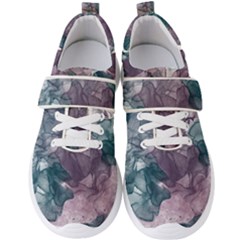Teal And Purple Alcohol Ink Men s Velcro Strap Shoes by Dazzleway
