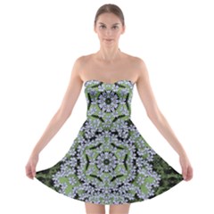 Calm In The Flower Forest Of Tranquility Ornate Mandala Strapless Bra Top Dress by pepitasart