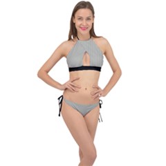 Silver Cloud Grey & Black - Cross Front Halter Bikini Set by FashionLane