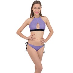 Bougain Villea Purple & Black - Cross Front Halter Bikini Set by FashionLane