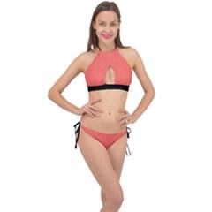 Living Coral - Cross Front Halter Bikini Set by FashionLane