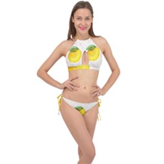 Illustration Sgraphic Lime Orange Cross Front Halter Bikini Set by HermanTelo