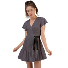 Dark Smoke Grey - Flutter Sleeve Wrap Dress by FashionLane
