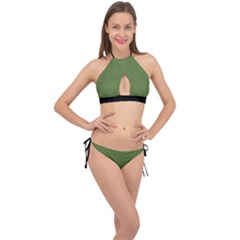 Crocodile Green - Cross Front Halter Bikini Set by FashionLane