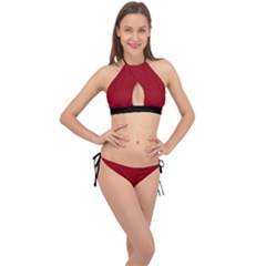 Just Red - Cross Front Halter Bikini Set by FashionLane