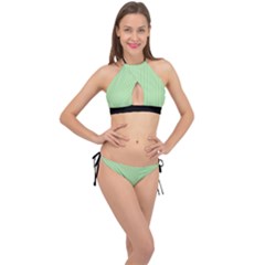 Pale Green - Cross Front Halter Bikini Set by FashionLane