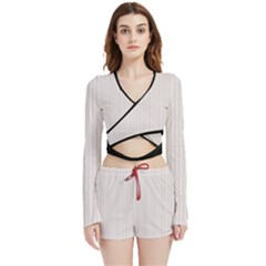 Pale Mauve - Velvet Wrap Crop Top And Shorts Set by FashionLane