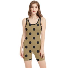 Large Black Polka Dots On Bronze Mist - Women s Wrestling Singlet by FashionLane
